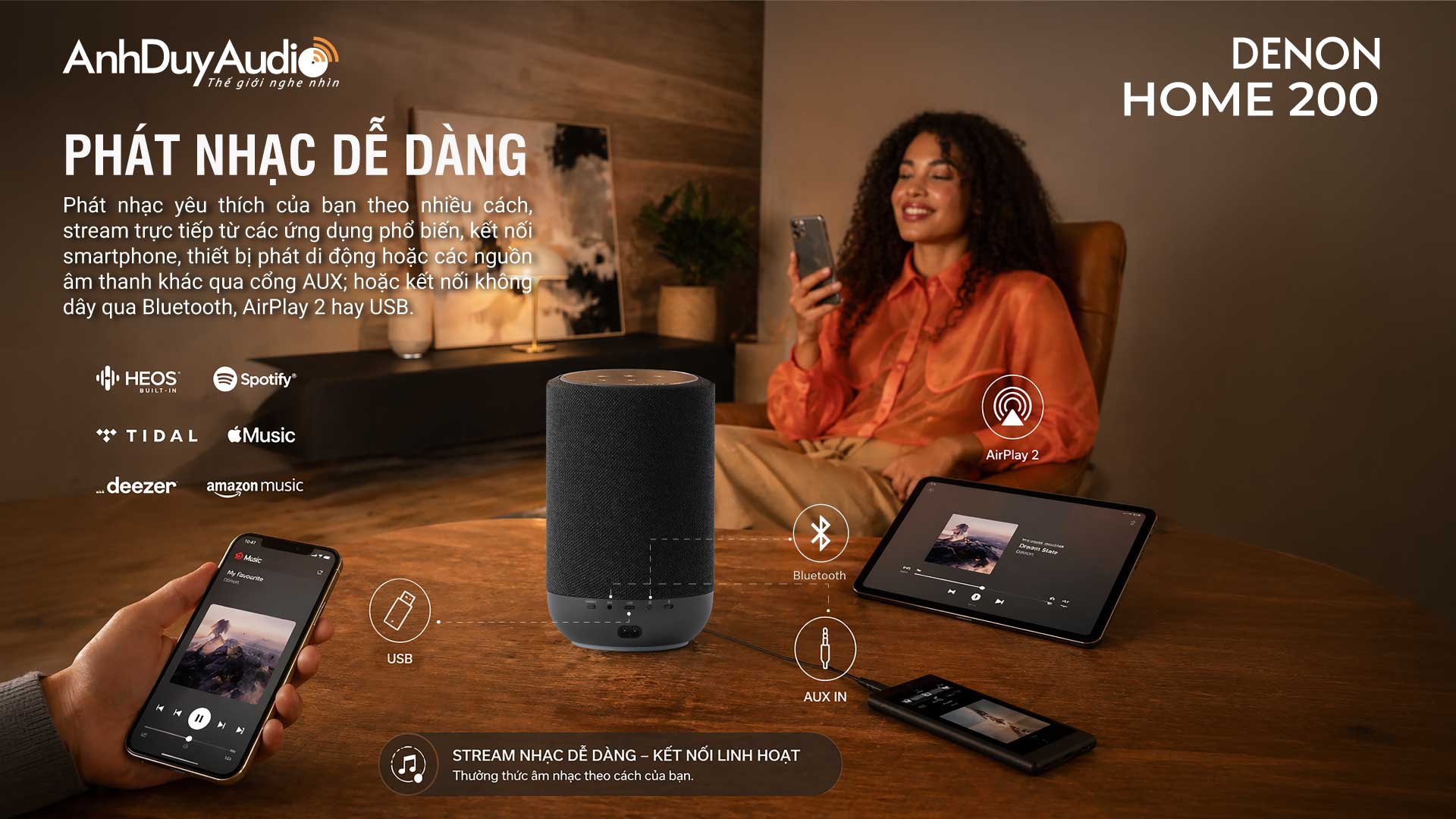 Loa không dây Denon Home 200 | Anh Duy Audio