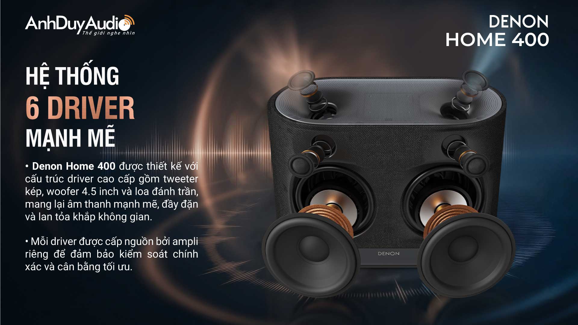 Loa không dây Denon Home 400 | Anh Duy Audio