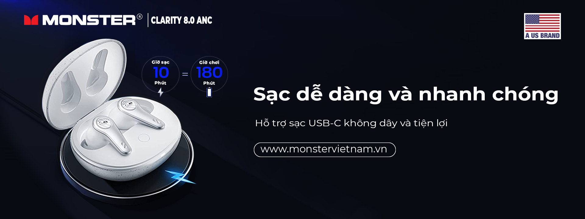Tai nghe True Wireless Monster Clarity 8.0 ANC | Anh Duy Audio