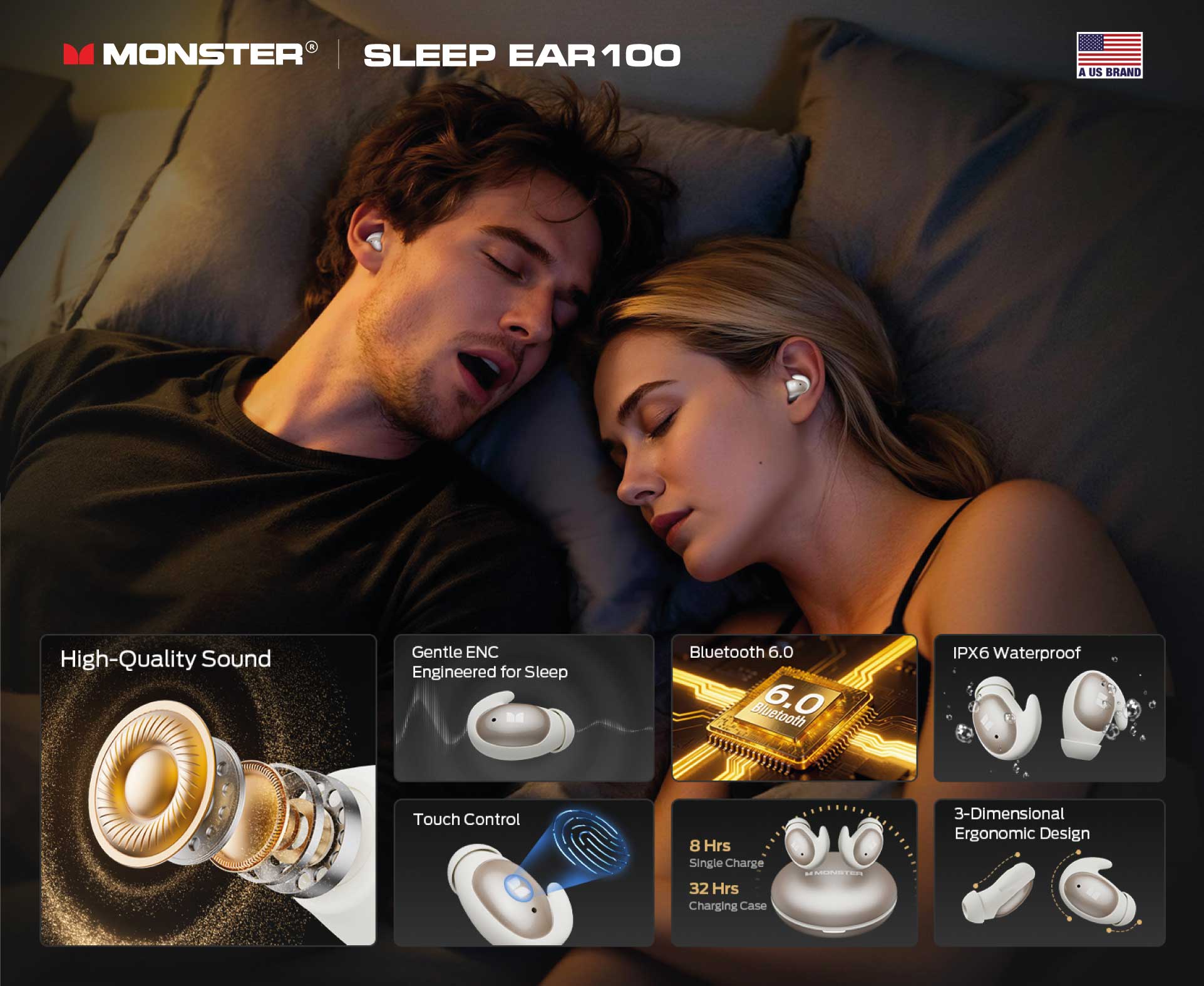Tai nghe Sleep Wireless Earbuds Monster Sleep Ear100 | Anh Duy Audio