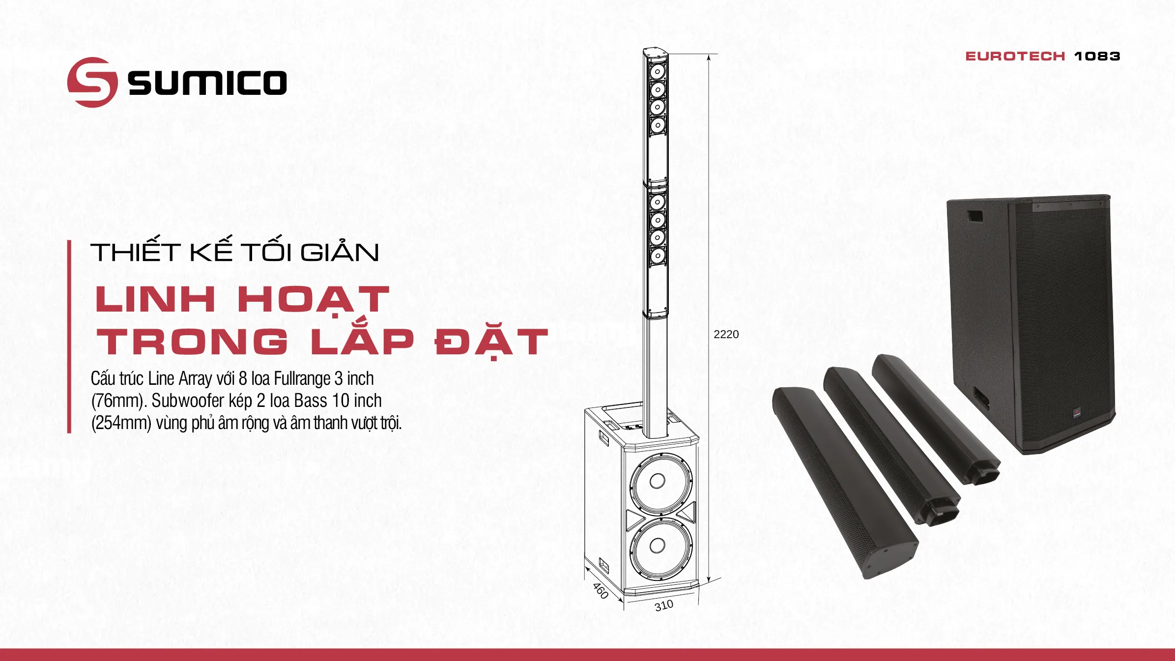 Loa Active di động Column Array Sumico EUROTECH 1083 | Anh Duy Audio