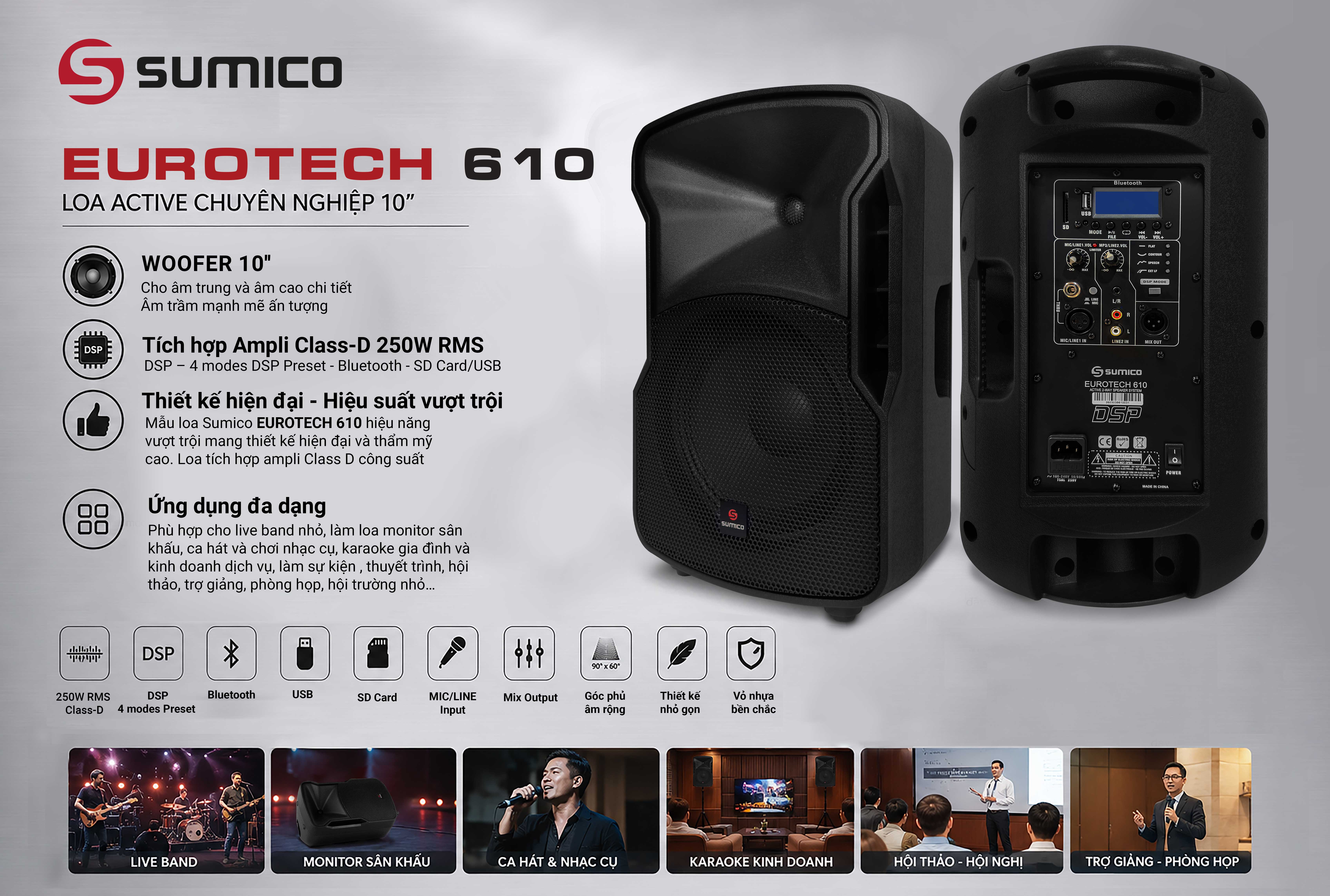 Loa Active chuyên nghiệp Sumico EUROTECH 610 | Anh Duy Audio