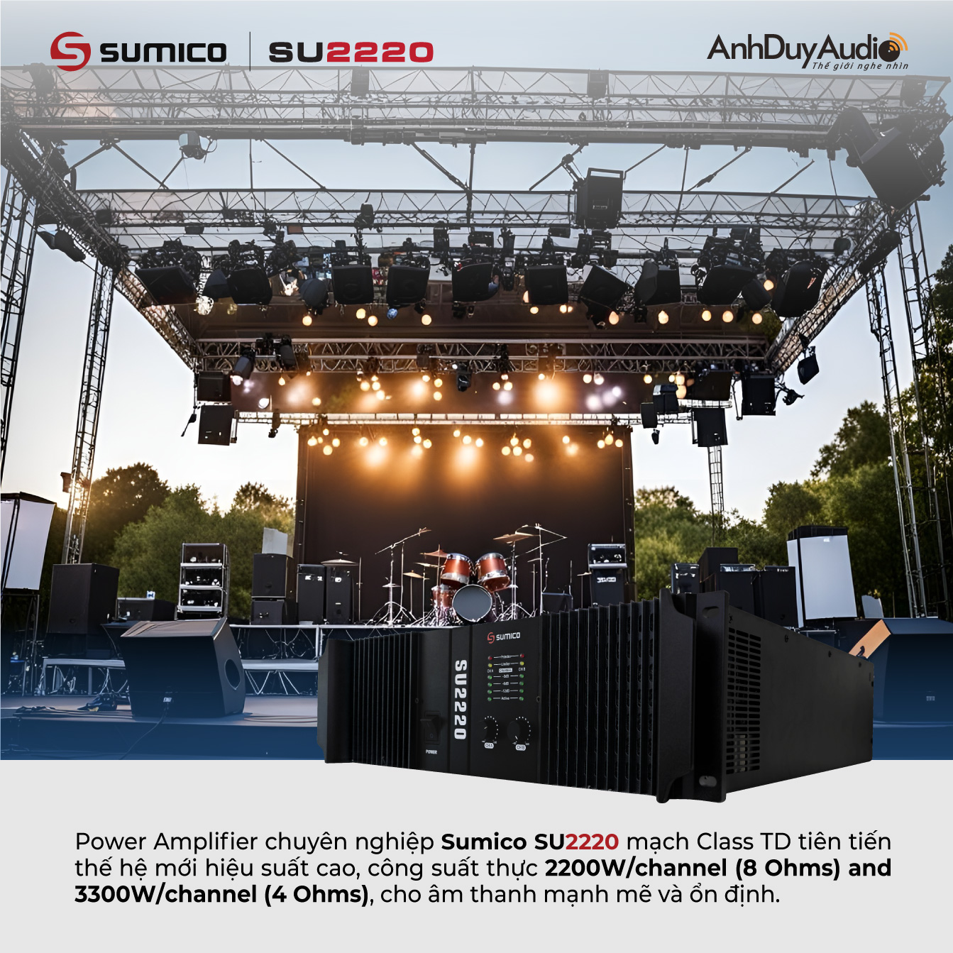 Power Amplifier chuyên nghiệp Sumico SU2220 | Anh Duy Audio