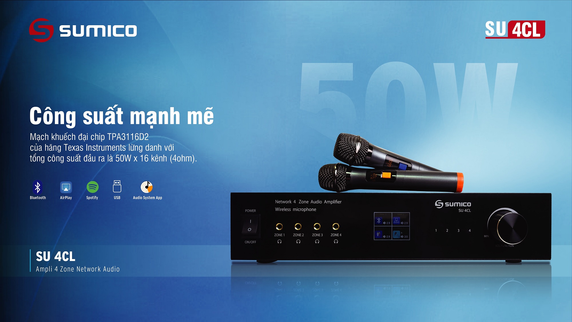 Ampli 4 Zone Network Audio Sumico SU 4CL | Anh Duy Audio