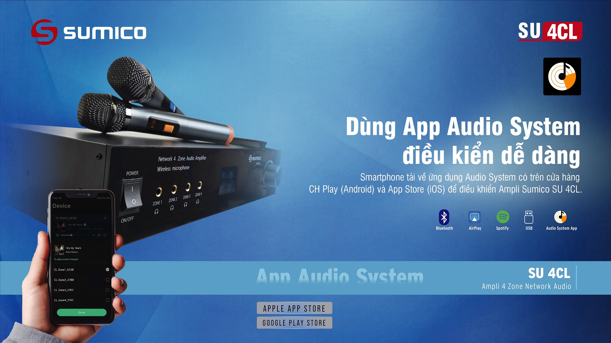 Ampli 4 Zone Network Audio Sumico SU 4CL | Anh Duy Audio