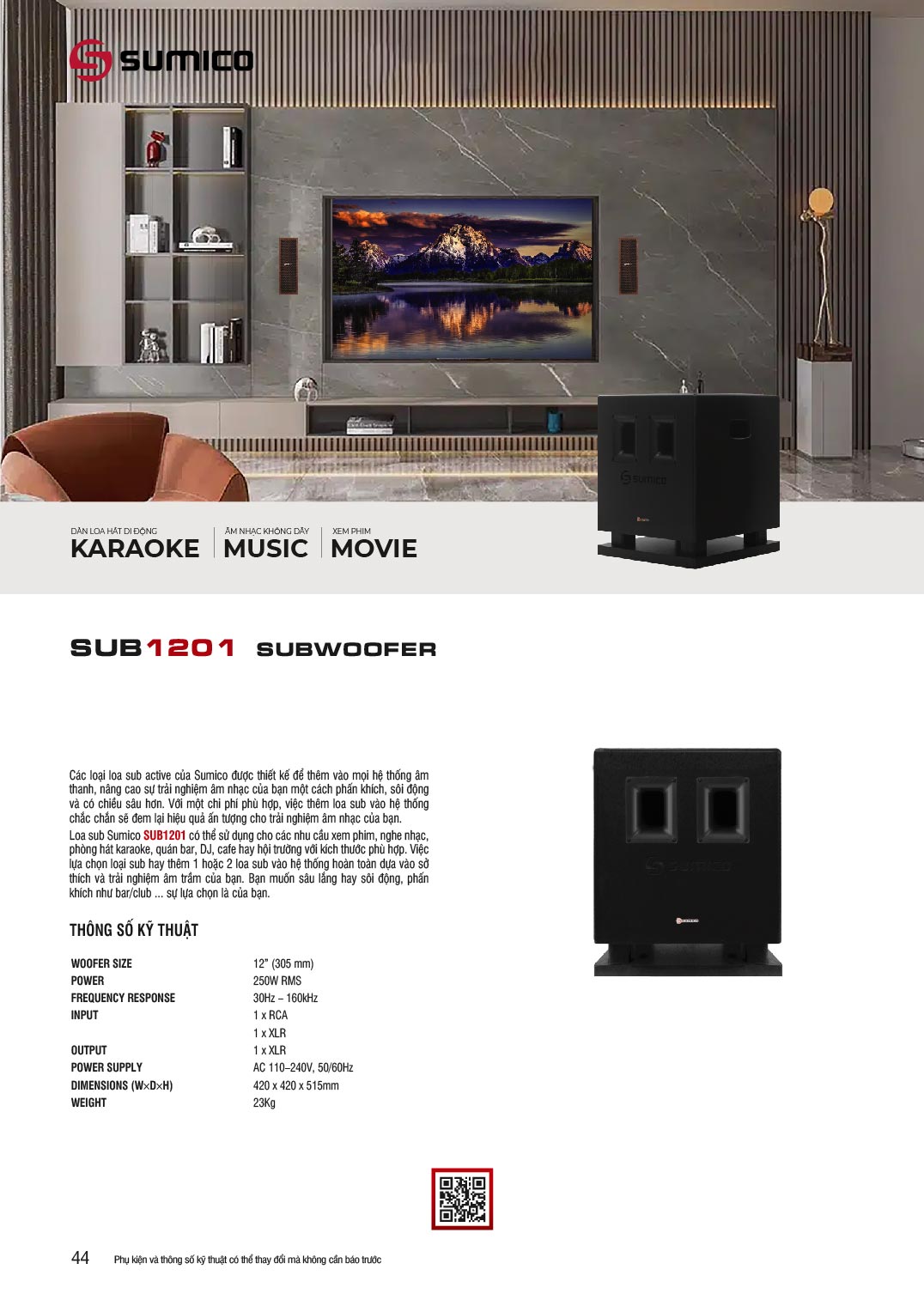 Subwoofer Active Sumico SUB1201 | Anh Duy Audio